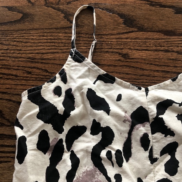 Mo:vint linen front knot Leopard tank top - Picture 6 of 10